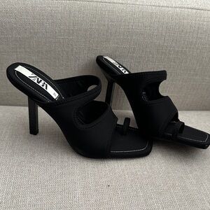 Zara Elegant Black Heeled Sandals